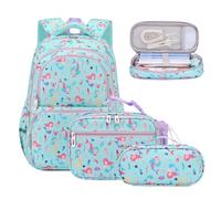 BEFUNIRISE School Backpack Kids Set Middle Elementary Preschool with Lunch Bag & Pencil Case Bookbags for Boys Girls, A-mermaid Green, One size