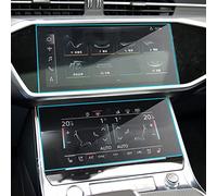 BEFZIMYL For A&udi A6 A7 2019 2020 2pcs Tempered Glass Film Car GPS Navigation Screen Protector Auto Interior Screen Protect Accessories