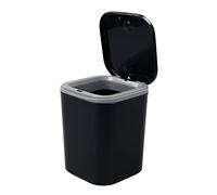 Begale 2 L Plastic Desktop Trash Bin with Lid, Mini Plastic Push-Button Trash Can, Black