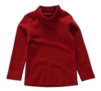 Beganly Girls T-Shirt Warm Soft Basic Mock Neck Tee Toddler Under Layer Piece Kids Cotton Long Sleeve Tops Wine Red 110