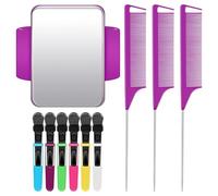 Begchy Magnetic Hairdresser Bracelet Pin Bracelet Braided Bracelet with 3 Pintail Comb and 6 Plastic Clips