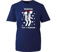 Begging for a Pegging Tee, Funny Stag Do Christmas Shirt, Festive Joke Top for Holiday Nights, Novelty Xmas 2025 Gift UK (Navy, XL)