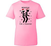 Begging for a Pegging Tee, Funny Stag Do Christmas Shirt, Festive Joke Top for Holiday Nights, Novelty Xmas 2025 Gift UK (Light Pink, M)