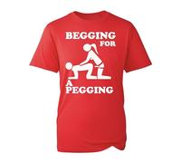 Begging for Pegging Naughty Tops Themed T-Shirt, Funny Sarcastic Dad Joke Love Se*y Tops Kids Unisex Adult Tee Top (RED, 3XL)