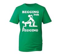 Begging for Pegging Naughty Tops Themed T-Shirt, Funny Sarcastic Dad Joke Love Se*y Tops Kids Unisex Adult Tee Top (Kelly Green, XL)