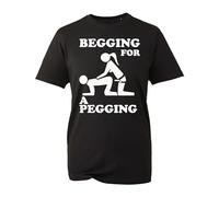 Begging for Pegging Naughty Tops Themed T-Shirt, Funny Sarcastic Dad Joke Love Se*y Tops Kids Unisex Adult Tee Top (Black, 12 Years)