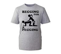 Begging for Pegging Naughty Tops Themed T-Shirt, Funny Sarcastic Dad Joke Love Se*y Tops Kids Unisex Adult Tee Top (Heather Grey, 2XL)