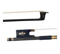 Begginner Violin Bow Professional Level Golden Silk Braided Carbon Fiber Violin Bow 4/4 Ebony Fleur-de-lis Inlay White Horsehair