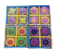 Beghal Happy Diwali Set of 4 Diya/Diwali Diya/Divas/Deepawali Divas Beautiful Colourful Design, Metallic Paint