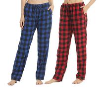 BEGIANT 2 Pack Womens Flannel Pyjama Bottoms Cotton Checked Lounge Pants Ultra Soft Pjs Trousers Pyjamas for Women Loungewear Nightwear