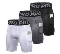 BEGIANT 3 Pack Compression Shorts Mens Cool Dry Sports Underwear Base Layer with Phone Pockets for Running Gym Workout Cycling Anti-Chafing Athletic Shorts