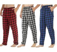 BEGIANT 3 Pack Mens Pyjama Bottoms Cotton Checked Lounge Pants Pjs Trousers Ultra Soft Loungewear Button Fly Nightwear with Pockets