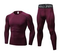 BEGIANT Mens Thermal Underwear Set Long Johns for Men Long Sleeve Skins Base Layer Compression Top and Bottoms Wine Red