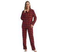 BEGIANT Womens Pyjamas Set Checked Flannel Lounge Wear Sets Long Sleeve Tops & PJs Bottoms Pyjamas for Women Ultra Soft Nightwear