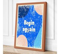 Begin Again Minimalist Canvas Wall Art Print 36x24 Inch