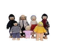 Begin Again Puzzles Bilingual Kids Girls Happy Dolls Family Playset Wooden Figures Set of 7 Dolls Kid Climbing for Toddlers 1-3 (as show, One Size)