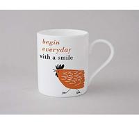 Begin Every Day with a Smile Chicken Hen Small Contemporary Bone China Mug Orange - Stoke on Trent, England