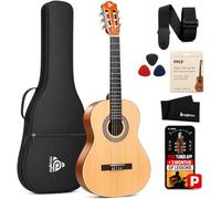 Beginner 36” Classical Acoustic Guitar - 3/4 Junior Size 6 String Linden Wood Guitar w/Gig Bag, Tuner, Nylon Strings, Picks, Strap, For Beginners, Adults