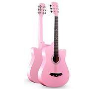 Beginner Acoustic Guitar Kit, Cutaway Wood Acustica Guitarra Elementary Tutorial Of Folk Guitar Instrument Gig Bag and Other Accessories(Pink,38 in)