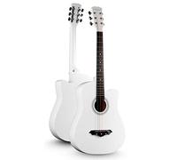 Beginner Acoustic Guitar Kit, Cutaway Wood Acustica Guitarra Elementary Tutorial Of Folk Guitar Instrument Gig Bag and Other Accessories(White,41 in)