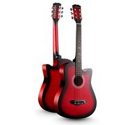 Beginner Acoustic Guitar Kit, Cutaway Wood Acustica Guitarra Elementary Tutorial Of Folk Guitar Instrument Gig Bag and Other Accessories(Rosso,38 in)