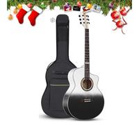 Beginner Acoustic Guitar Package, 2-Color Sunburst Cutaway Guitar Basic Starter Kit W/Gig Bag, Strings, Strap, Tuner, Pitch Pipe, Picks Suitable for Christmas Gifts(Black and white,41 in)