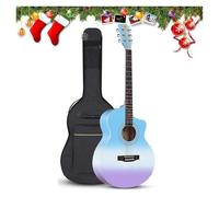 Beginner Acoustic Guitar Package, 2-Color Sunburst Cutaway Guitar Basic Starter Kit W/Gig Bag, Strings, Strap, Tuner, Pitch Pipe, Picks Suitable For Christmas Gifts(Light Blue,41 inches)