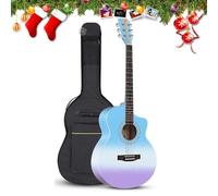 Beginner Acoustic Guitar Package, 2-Color Sunburst Cutaway Guitar Basic Starter Kit W/Gig Bag, Strings, Strap, Tuner, Pitch Pipe, Picks Suitable for Christmas Gifts(Light Blue,41 in)