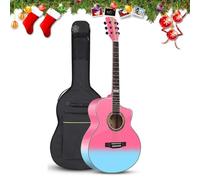 Beginner Acoustic Guitar Package, 2-Color Sunburst Cutaway Guitar Basic Starter Kit W/Gig Bag, Strings, Strap, Tuner, Pitch Pipe, Picks Suitable for Christmas Gifts(Powder blue,40 in)