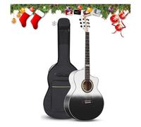 Beginner Acoustic Guitar Package, 2-Color Sunburst Cutaway Guitar Basic Starter Kit W/Gig Bag, Strings, Strap, Tuner, Pitch Pipe, Picks Suitable For Christmas Gifts(Black and white,41 inches)