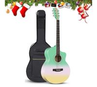 Beginner Acoustic Guitar Package, 2-Color Sunburst Cutaway Guitar Basic Starter Kit W/Gig Bag, Strings, Strap, Tuner, Pitch Pipe, Picks Suitable for Christmas Gifts(Light green,40 in)