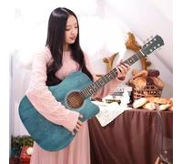 Beginner Acoustic Guitar Starter Set with Cutaway Design, All Wood Construction, Includes Case, Strap, Capo, Strings, and Picks