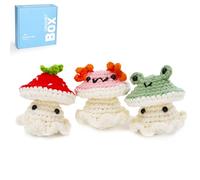 Beginner Animal Mushroom Crochet Kit for Adults - Includes Easy Knitting Soft Yarn, Step-by-Step Video Tutorial - Birthday Gift