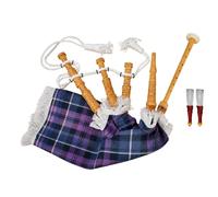 Beginner Bagpipe Musical Instrument, Tartan - Cocus Wood Finish with 2 Reeds | Student Practice Bagpipe for Young Learners (Pride of Scotland - White Cord)