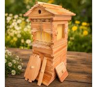 Beginner Beekeeping Kit - Automatic Flow Bee Hive, 100% Cedar Wood, Wax-coated, 4 Flow Frames & 6 Brood Frames, Complete Backyard Setup For Honey Production 25.5 * 38 * 71cm