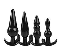 Beginner Butt Plug Anal Trainer Set, 4Pcs Anales Plug from Beginners to Advanced Player for Women and Men (Black)