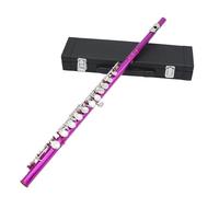 Beginner C Flute Rose Red 16 Holes C-tuning Flute E Key Woodwind Instrument Nickel Plated Silver Cupronickel Tube Flute With Accessories