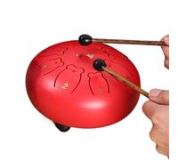 Beginner Chakra Drum Easy to Carry and Long Service Life Rain Drum Thickened Drum Body, Stable Sound Quality Steel Tongue Drum(8 tone,Red)