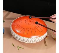 Beginner Chakra Drum Easy to Carry and Long Service Life Rain Drum Thickened Drum Body, Stable Sound Quality Steel Tongue Drum(13 tone-B,Orange)