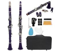 Beginner Clarinet Clarinet 17 Key Bb Clarinet Professional Instrument Bakelite Wood Clarinet Durable Clarinet Standard(Purple)