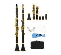 Beginner Clarinet Clarinet Falling Tune B 17 Key Clarinette Standard Adult Clarinet Instrument With Rich Timbre(Golden)