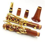 Beginner Clarinet Professional Clarinet Rosewood BB Gold-plated 18/17 Keys Standard Beginner Clarinet Instrument(17 KEYS)