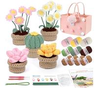 Beginner Crochet Kit, 5 Pcs Potted Plants, for Beginners Adults Kids