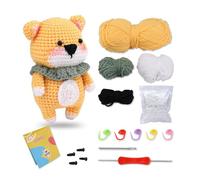 Beginner Crochet Kit, Corgi Dog Complete Animal Starter Set with Soft Yarn & Step-by-Step Video Tutorials, Crocheting Knitting Kit for Beginners and Experts, DIY Craft Birthday Gift for Adults