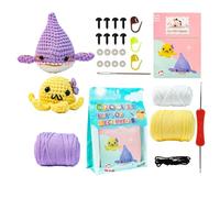 Beginner Crochet Kit | Cute Easy Handmade Fun Shark Octopus | Animal Yarn Crocheting Kit - for Kids Teens Boys Girls Handicraft Lovers Christmas Birthday Holiday Halloween
