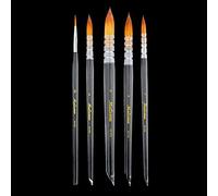 Beginner Drawing Brush Transparent Anti-Slip Grip 5 Types Optional for Artist Beginner Students Children School Painting Watercolor Brushes Pens Set Professional Flat Round Travel with Case for Kids