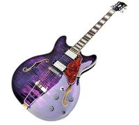 Beginner Electric Guitar Professional 6 String Purple Gradient Maple Semi Hollow Archtop Electric Guitar