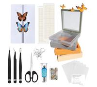 Beginner Entomology Insect Specimen Tool Kit - EVA Pinning Board, Pressing Paper, Insect/Butterfly Pins with 4 Hanging Display Cases