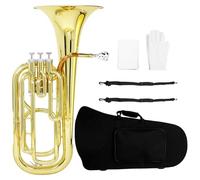 Beginner Euphonium B Flat 3key Vertical Key Brass Body Euphonium Instrument Parts Accessories With Case Gloves Back Straps(4)