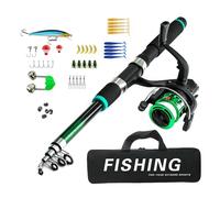 Beginner Fishing Set For Kids Teens Fishing Gear Tackles Telescopic Rod Reel With Float Baits Hook Landing Net Rod